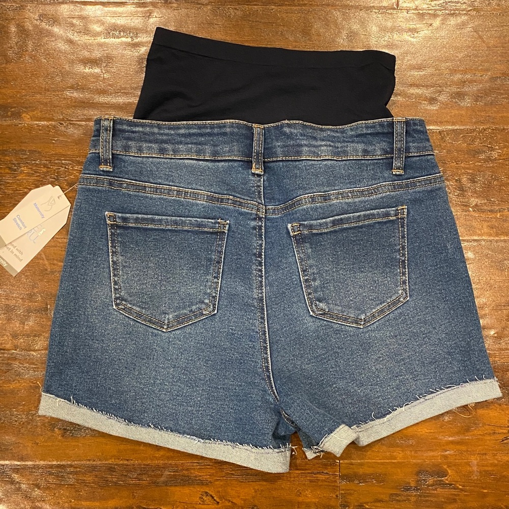 NWT Time & Tru Stretch Roll Cuff Women's Maternity Denim Shorts Size Small (4-6) - Picture 5 of 7